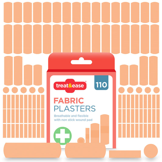 110 Assorted Fabric Plasters Breathable Flexible Adhesive FirstAid Wound Healing