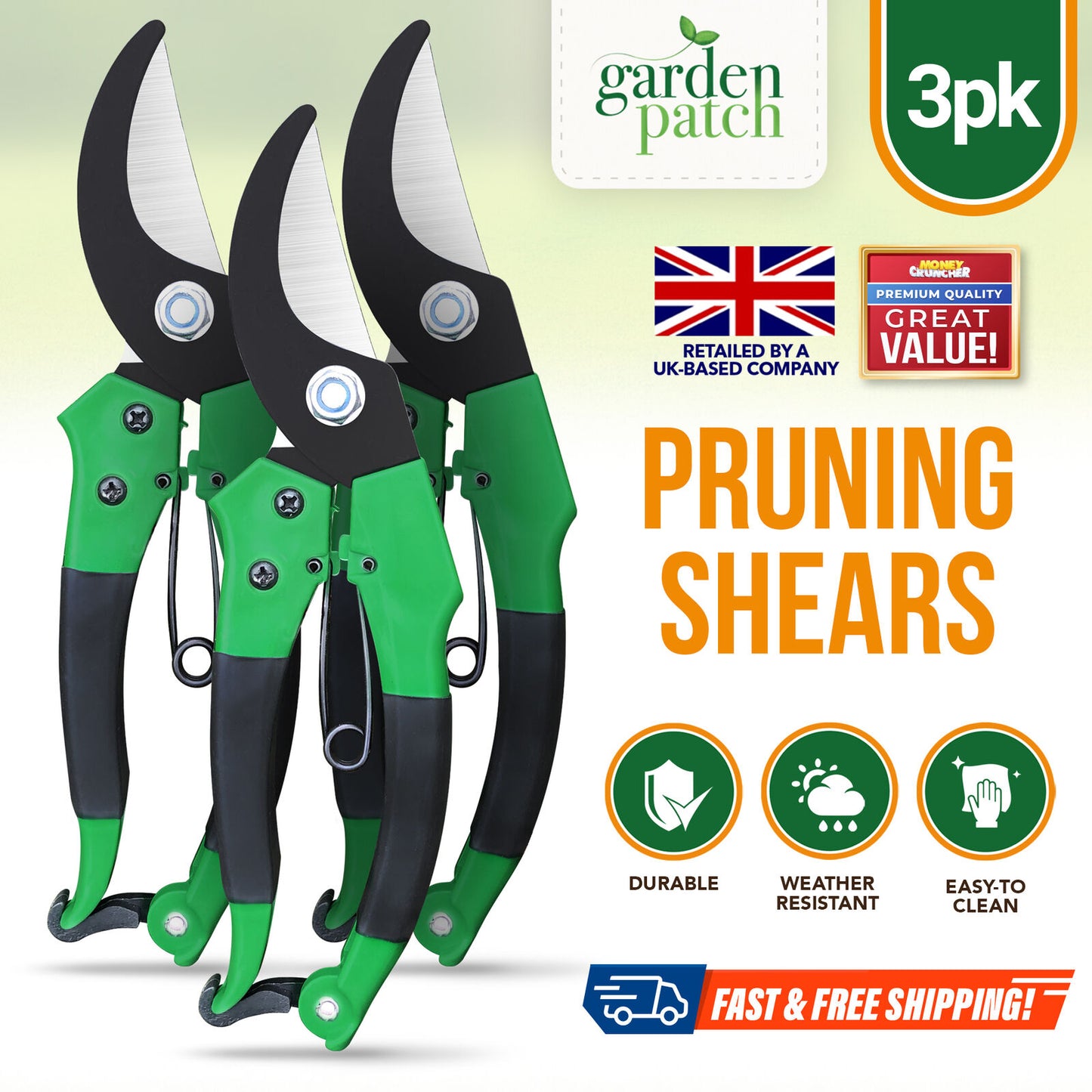 8" Pruning Shears Garden Secateurs Pruner Scissors Hand Plants Cutter Tool Snips