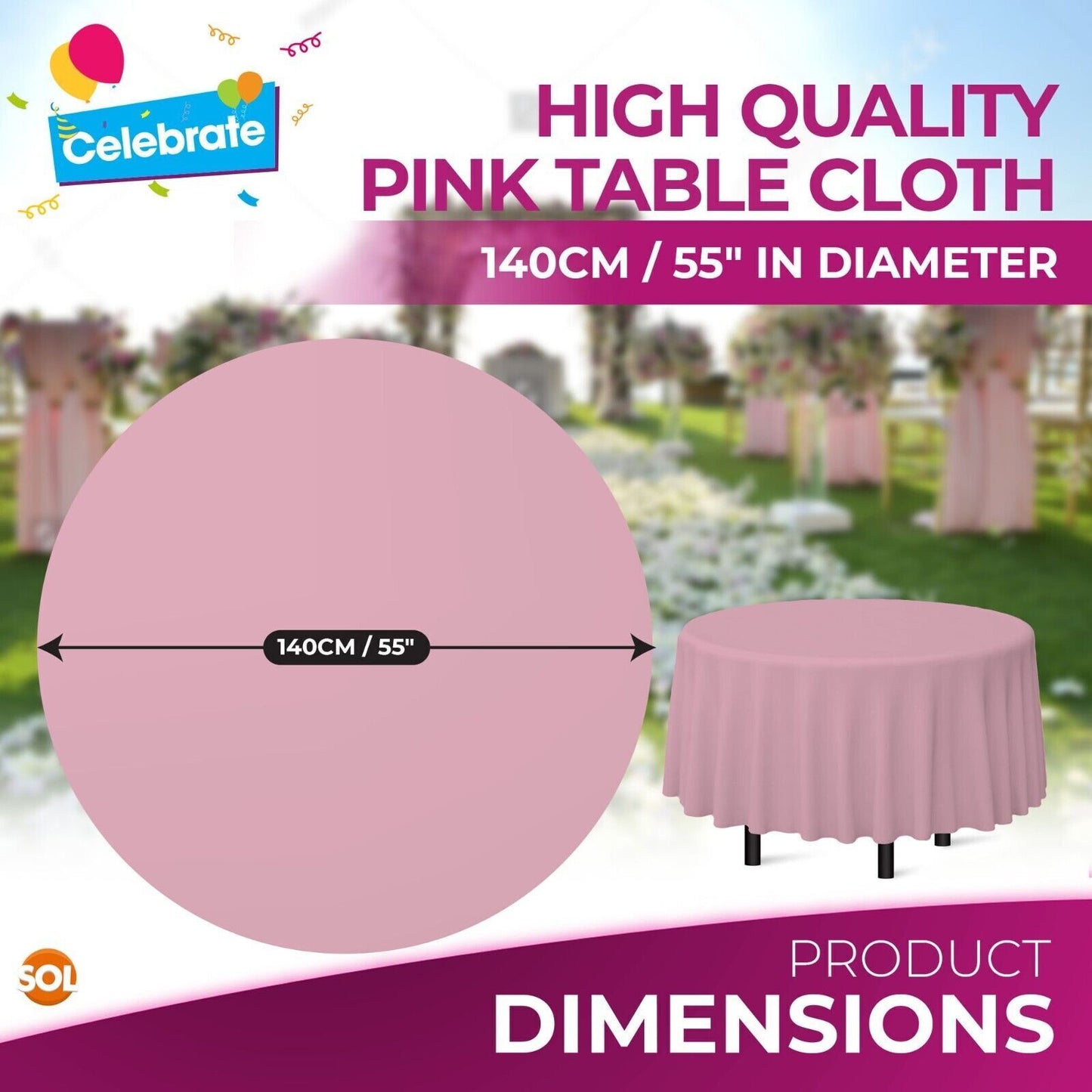 3-6 Plastic Table Covers Round 1.4M Tablecloth Disposable Wipe Clean Party Cloth