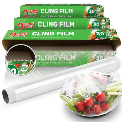 30-180M 30cm Cling Film Food Catering | Easy Cut Large Refill Rolls Kitchen Wrap