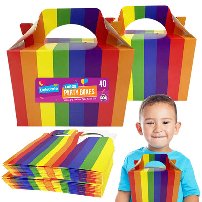 20-100 Red Rainbow Party Boxes Large Kids Food Lunch Meal Birthday Loot Gift Bag
