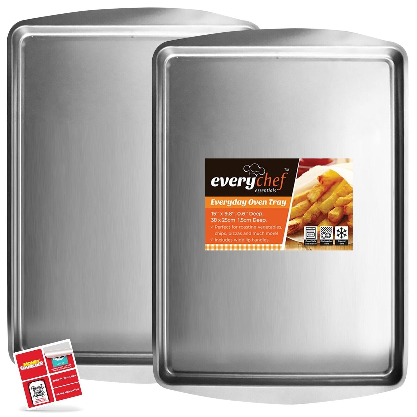 2-4 Oven Tray Set 38x25cm Large Roasting Pan Baking Bakeware Kitchen Steel Sheet