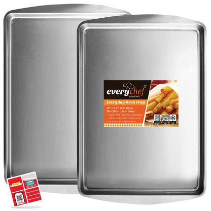 2-4 Oven Tray Set 38x25cm Large Roasting Pan Baking Bakeware Kitchen Steel Sheet