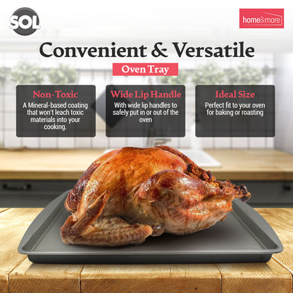 2 Oven Tray Set 38 x 25cm Large Roasting Pan Baking Bakeware Kitchen Steel Sheet