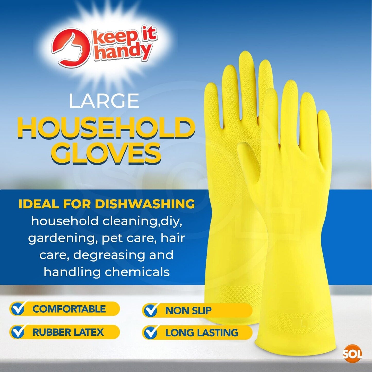4-36 Pairs Rubber Gloves Large Long Sleeve Household Washing Up Kitchen Cleaning