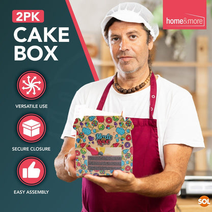 2-4PK Large Cake Boxes with Window and Handle | Paper Box for Slices Gift Party
