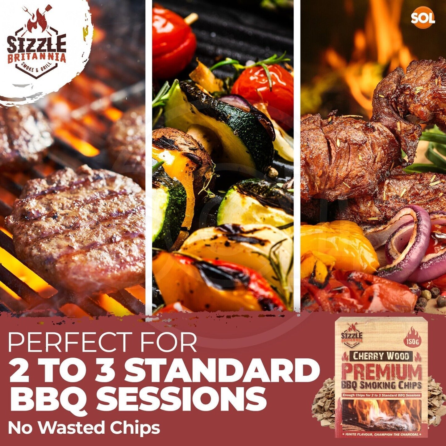 BBQ Smoking Wood Chips For Food 150g Smoker Chunks | Apple Hickory Walnut Cherry