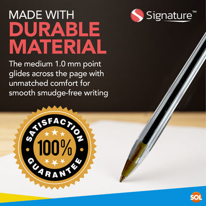 32 Ballpoint Pens Set | High Quality Medium Ball Point Pen Biros Black Blue Red