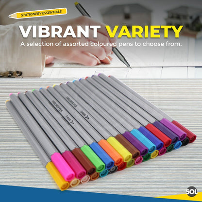 32 Coloured Fine Liner Pens Set | 0.4mm Art Colouring Pack