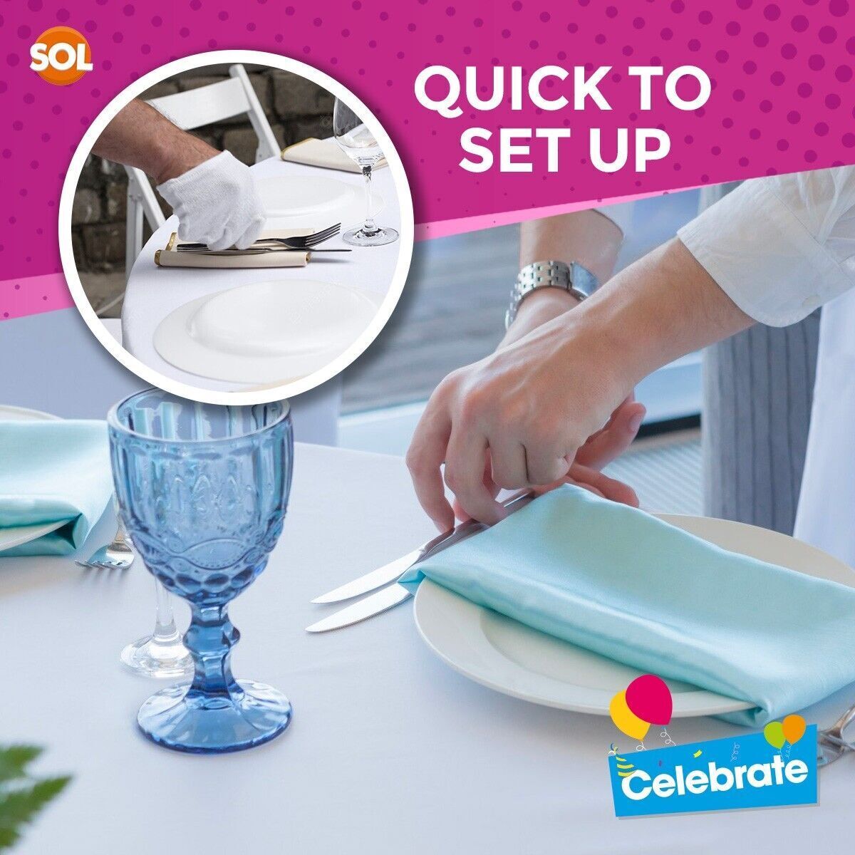 5pk White Paper Table Cloths Square Disposable Birthday Party Tablecloths Covers