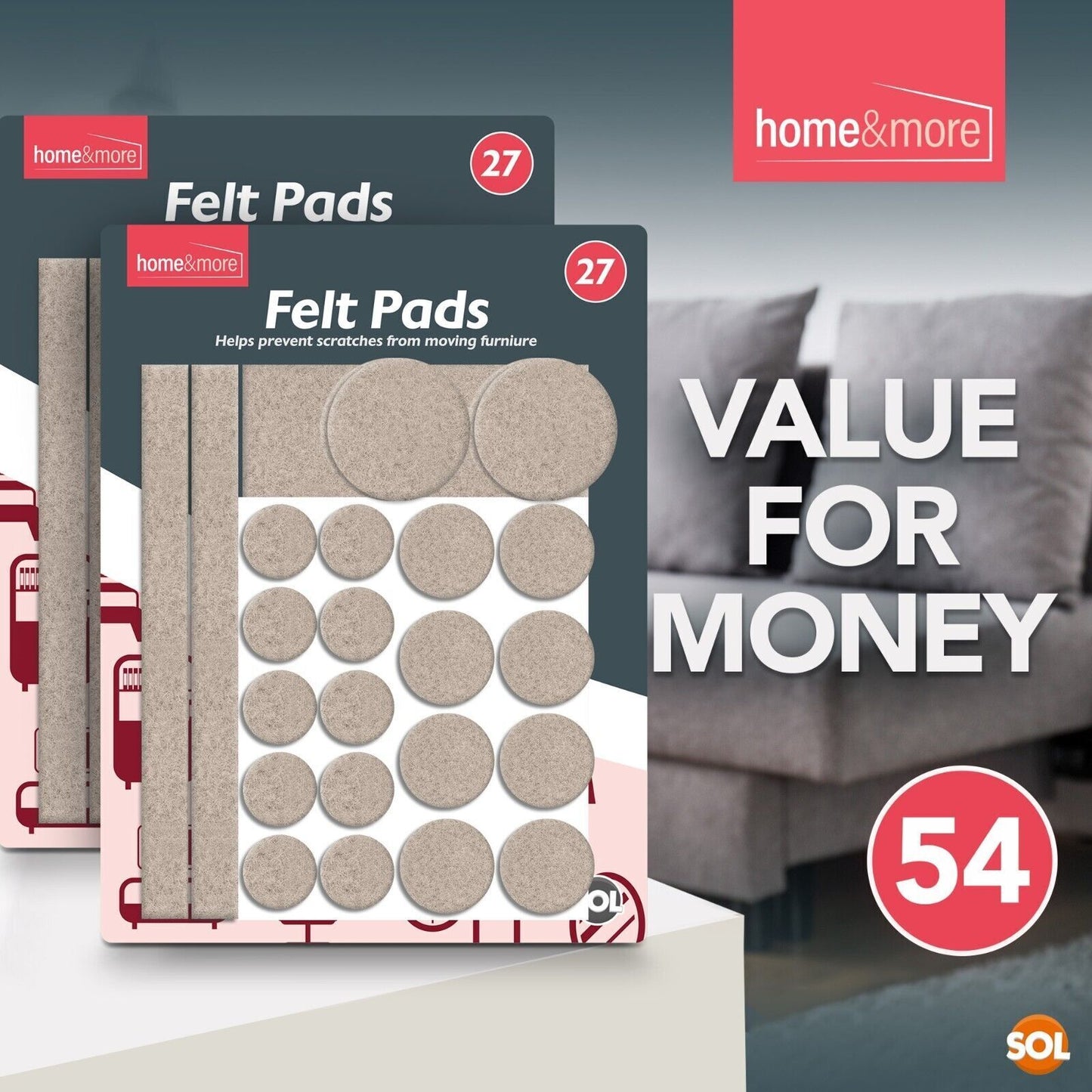 54 Felt Pads Self Adhesive Sticky Wood Furniture Floor Chair Legs Protectors