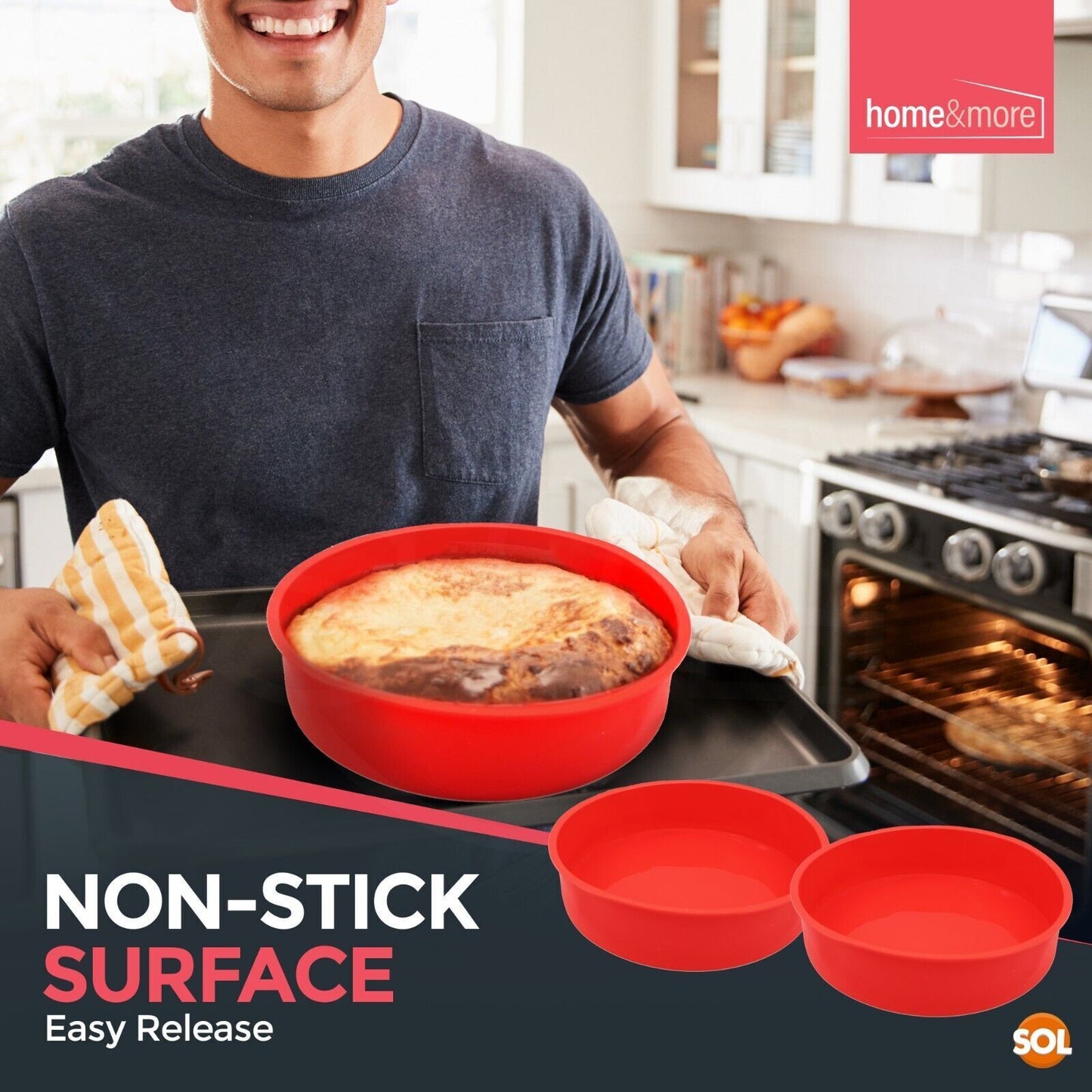 2 x 8 Inch Silicone Cake Tin Round Mould | Non-Stick Baking Pan Bakeware Sponge