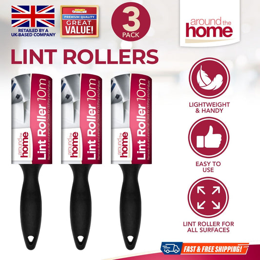 3-6pk x 10m Lint Roller Refills Rolls Pet Hair Clothes Fluff Dust Remover Sticky