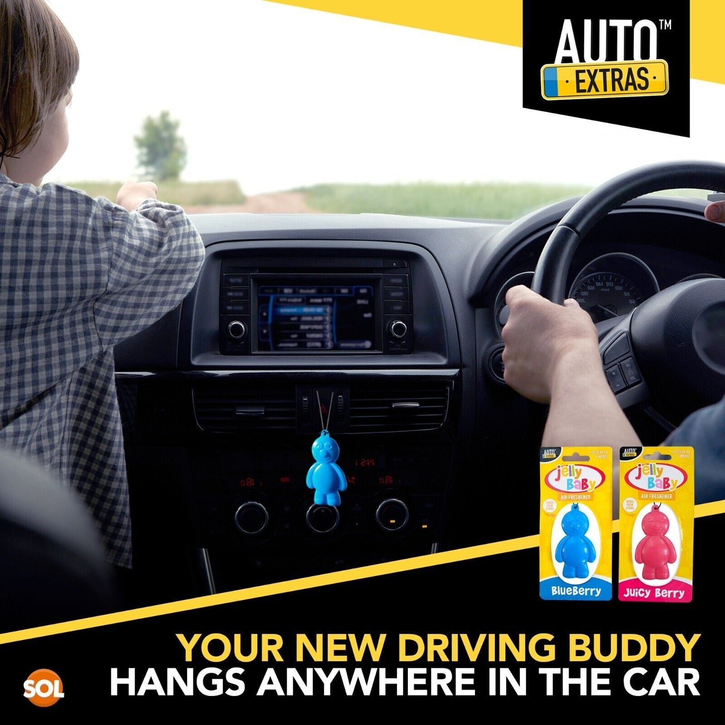 Jelly Baby Car Air Freshener | Hanging Auto Freshner Blueberry Juicy Berry Scent
