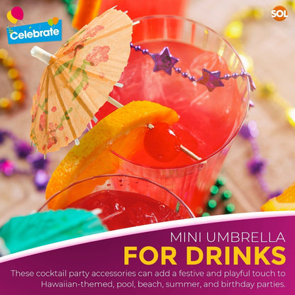 50-200pk Paper Cocktail Umbrellas | Birthday Party Drink Decorations Accessories