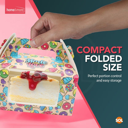 2-4PK Large Cake Boxes with Window and Handle | Paper Box for Slices Gift Party