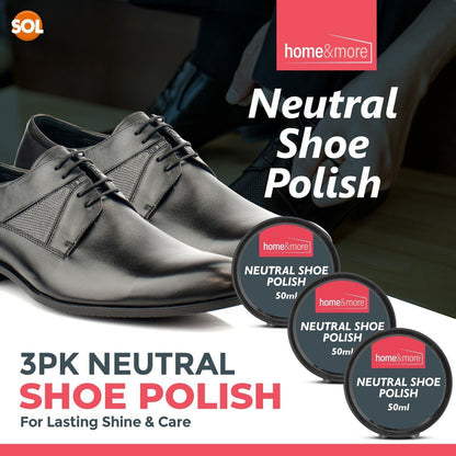 3 Neutral Shoe Polish Wax x 50ml Traditional Leather Boot Shine Cleaner Protect