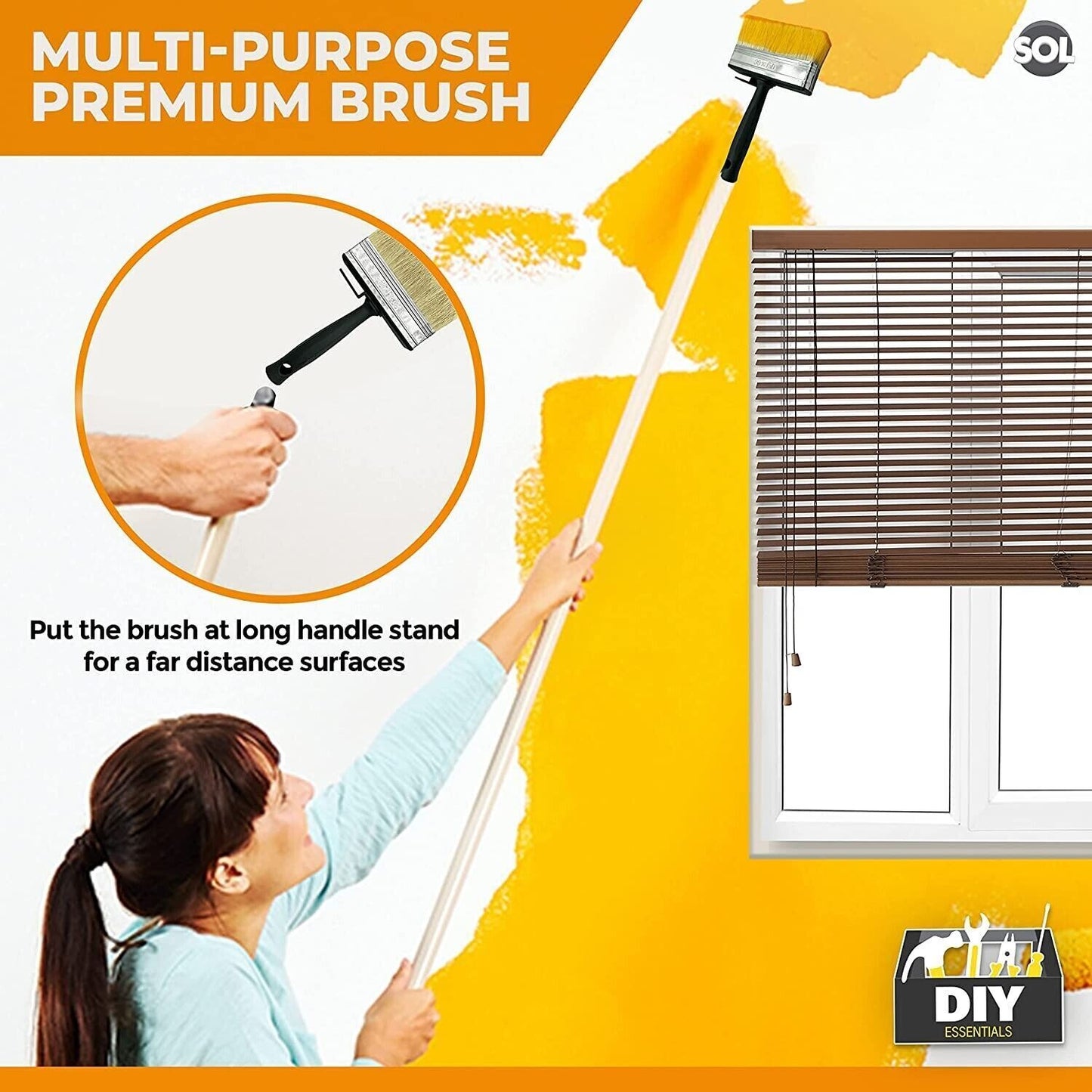 4pk Shed Fence Brush 5" Multipurpose Wide Block Paint Paste Wood Decking Garden