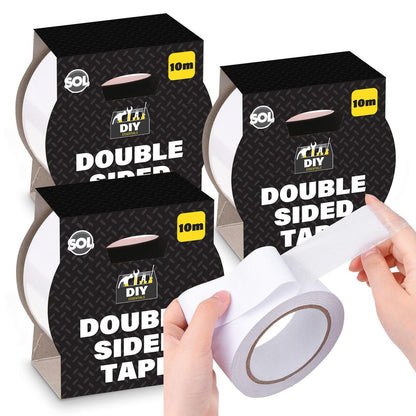 30M Double Sided Adhesive Tape | 3x 10M x48mm Clear Sticky Tape Strong DIY Craft