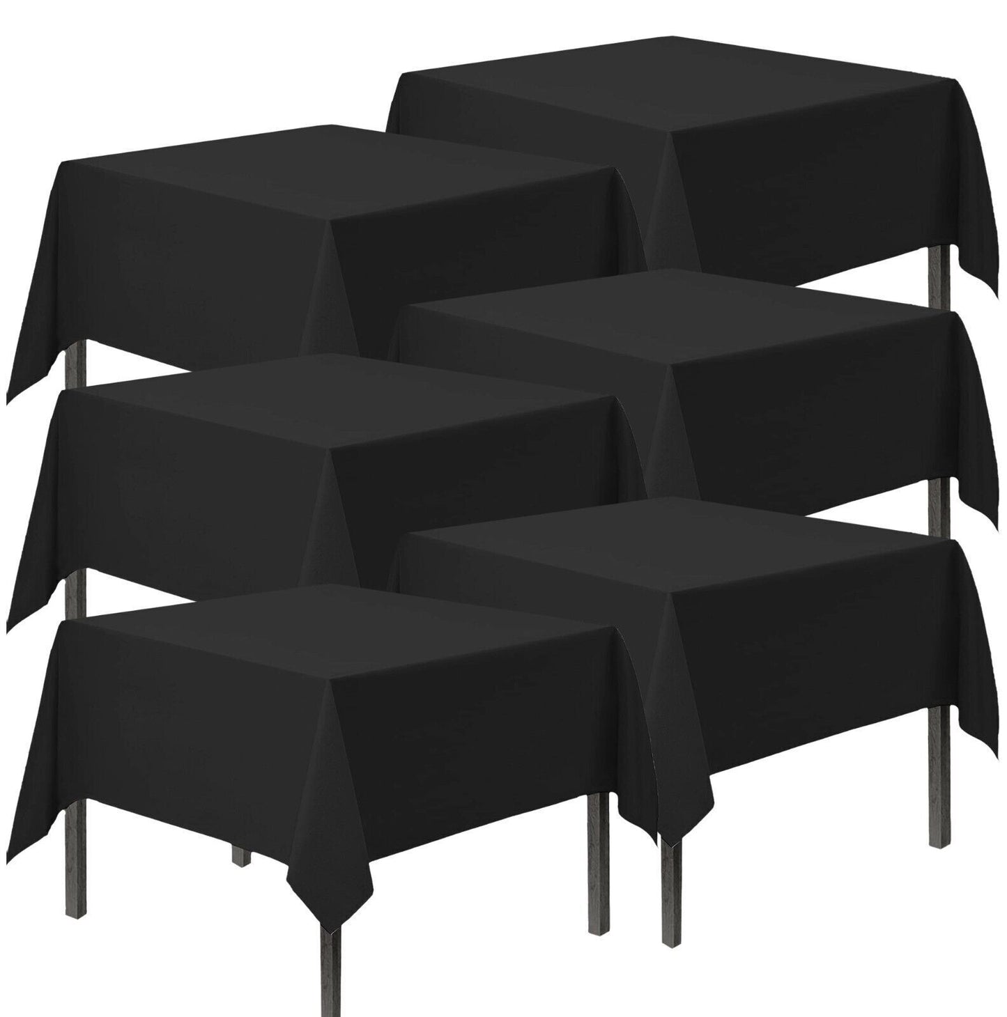 6pk Black Plastic Table Covers Tablecloth Disposable Wipe Clean Party Tablecover