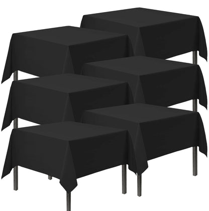 6pk Black Plastic Table Covers Tablecloth Disposable Wipe Clean Party Tablecover