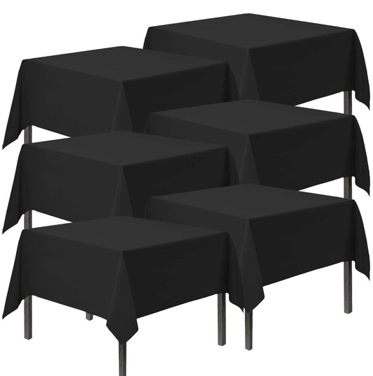6pk Black Plastic Table Covers Tablecloth Disposable Wipe Clean Party Tablecover
