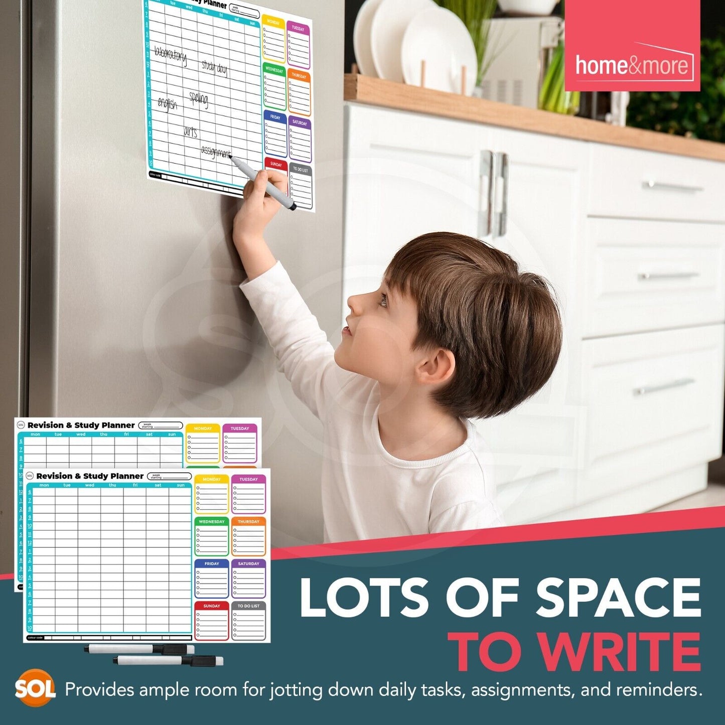 2pk Magnetic Study Planner Weekly Daily Hourly Revision Tracker + Dry Wipe Pens