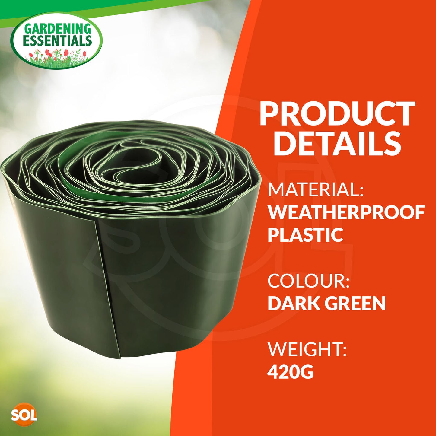 10M-50M Lawn Edging Border Flexible Green Plastic Garden Roll Wall Fence Path