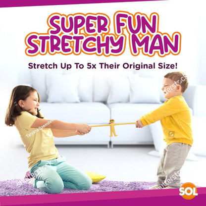 30 Yellow Stretchy Men | Party Bag Fillers Kids Fun Smiley Man Sticky Loot Toys