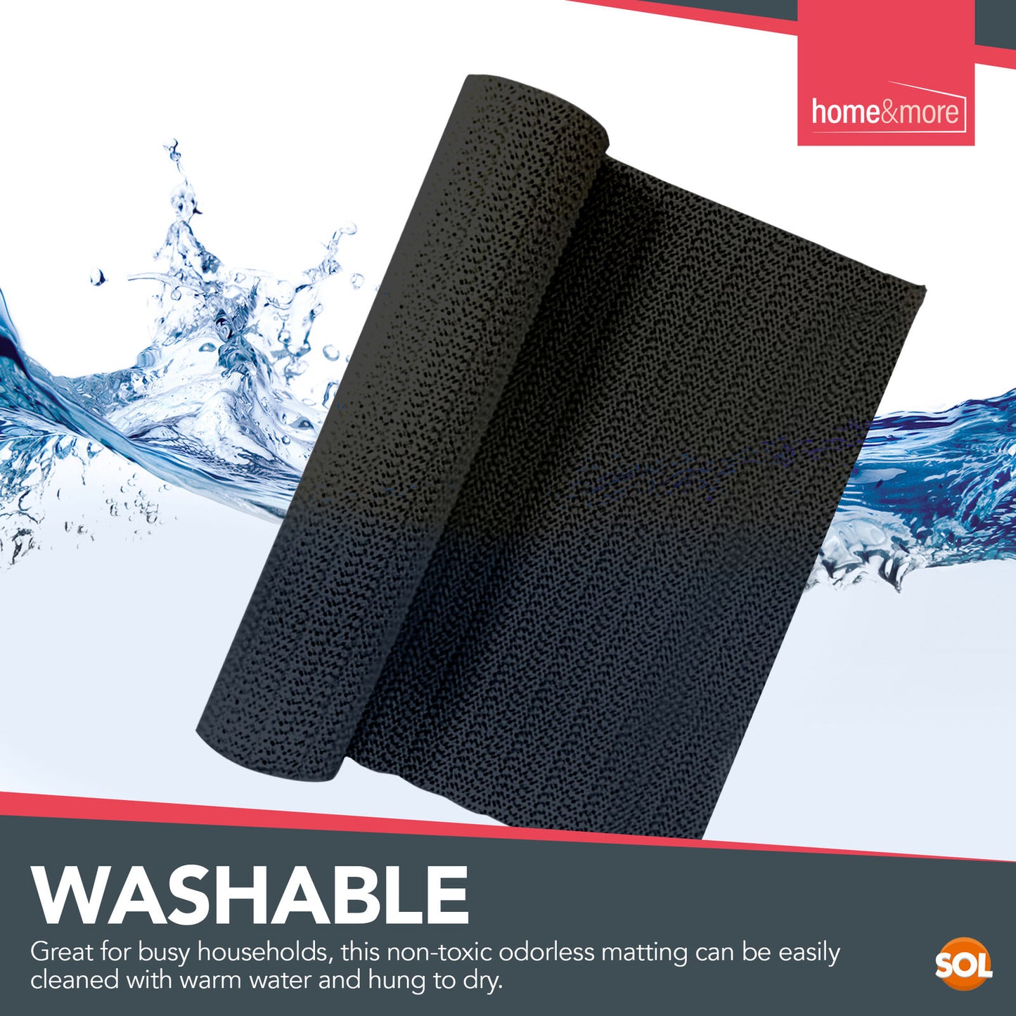 Black Anti Slip Mat Roll 150x30cm | Grip Matting Matt Drawer Liner Multi Purpose