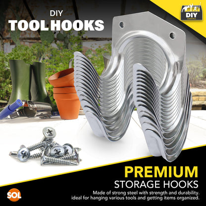 15pk Tool Hooks & Screws | Garage Garden Shed Wall Bike Hanging Storage Utility