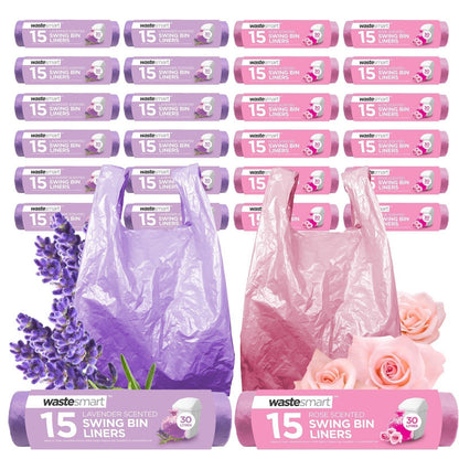 105-510 Scented Swing Bin Liners with Handles 30L 25"x49" Refuse Waste Tie Bags
