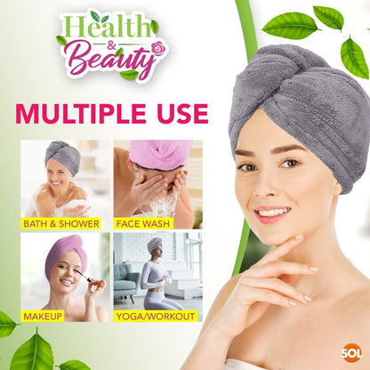 2-4 Hair Turban Towel Microfibre Head Wrap Quick Dry Drying Bath Shower Hat Cap