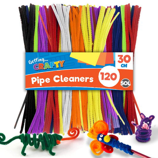 120 High Quality Pipe Cleaners Chenille Craft Stems Assorted Colours 30cm Long