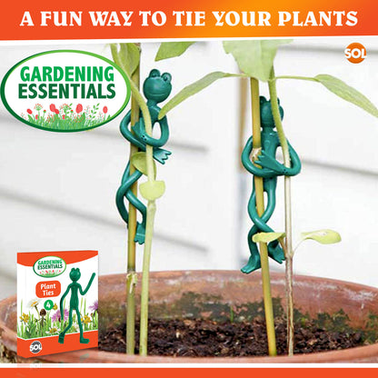 4 Frog Garden Plant Ties Supports | Reusable Soft Rubber Twist Adjustable Tree