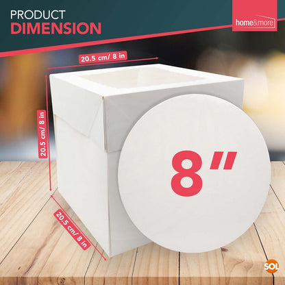 2-10PK 8 Inch Cake Board and Box with Lid Set | White Round 3mm Thick Boards