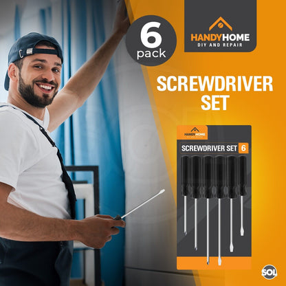 6pk Screwdriver Set Phillips Crosshead Slotted Flathead Non-Slip Precision Tool