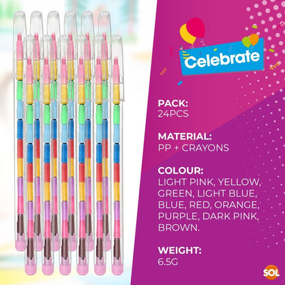 12-48 Swap Point Crayons | Stacker Swop Pencils Childrens Kids Party Bag Fillers
