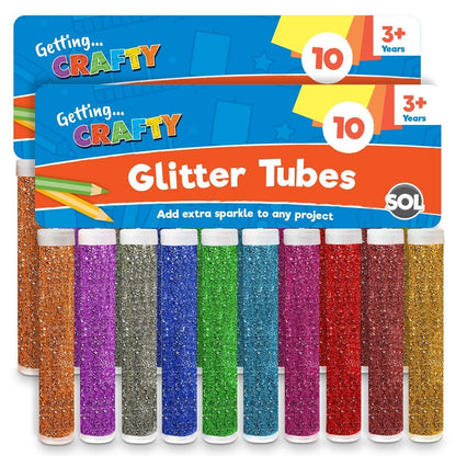 20 Glitter Tubes Assorted Colours Shaker Sparkle Pots Art Craft Kids Card Making