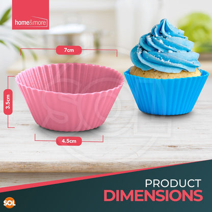 24-48pk Silicone Cupcake Cases Muffin Cup Cake Mould Reusable Non Stick Baking