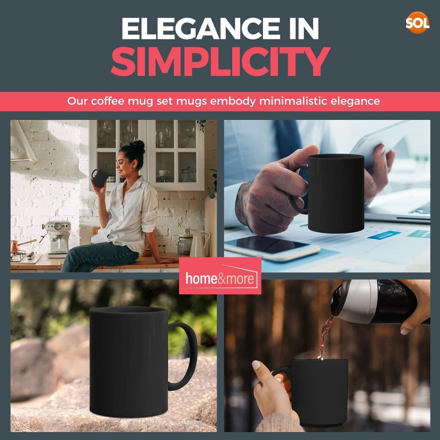 12-48pk Plain BLACK Mugs 11oz Large Coffee Tea Set of Blank Bulk Cups + Boxes