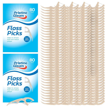 160 Corn Starch Dental Floss Sticks Interdental Tooth Harp Teeth Pick Oral Care