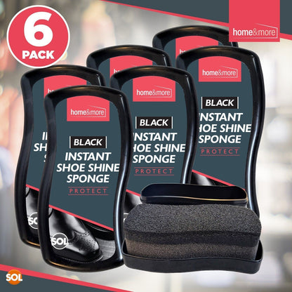 6pk Instant Shoe Shine Sponge Black | Leather Boot Polish Express Care Cleaning