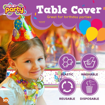 3-9 Birthday Table Cloths Covers Rectangular Plastic Wipe Clean Party Tablecloth