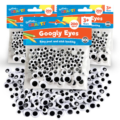 200-1200 Self Adhesive Googly Eyes Stick On Sticky Wobbly Wiggly Craft