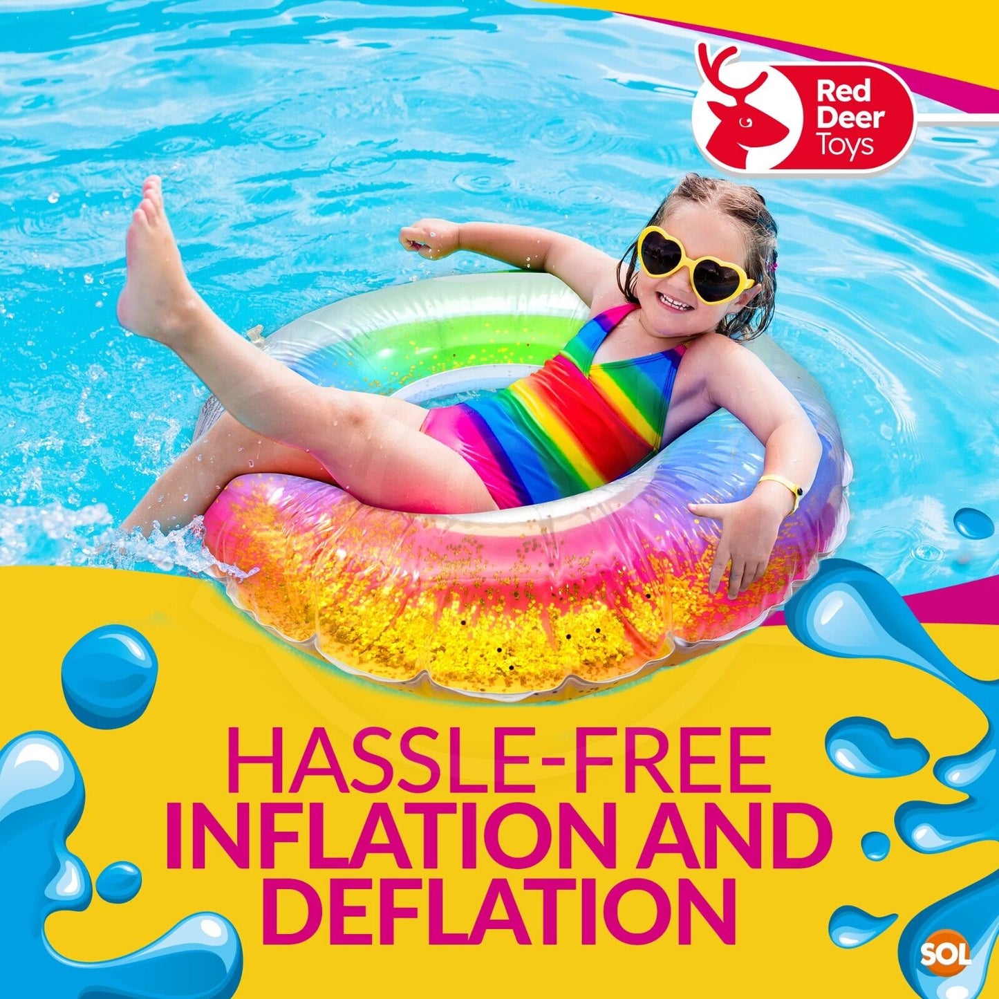 Kids Inflatable Swim Ring Swimming Pool Float Aid Beach Toy for Children 4-10Yrs