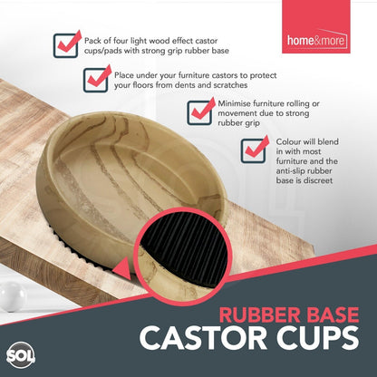 16 Rubber Base Castor Cups Non-Slip Wooden Floor Sofa Chair Furniture Protectors