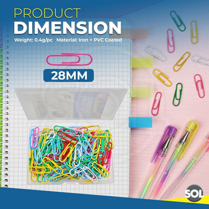 Coloured Paper Clips 28mm 175 Pack | Assorted Boxed Set