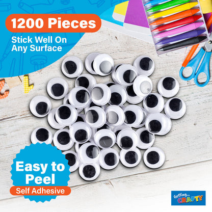 200-1200 Self Adhesive Googly Eyes Stick On Sticky Wobbly Wiggly Craft
