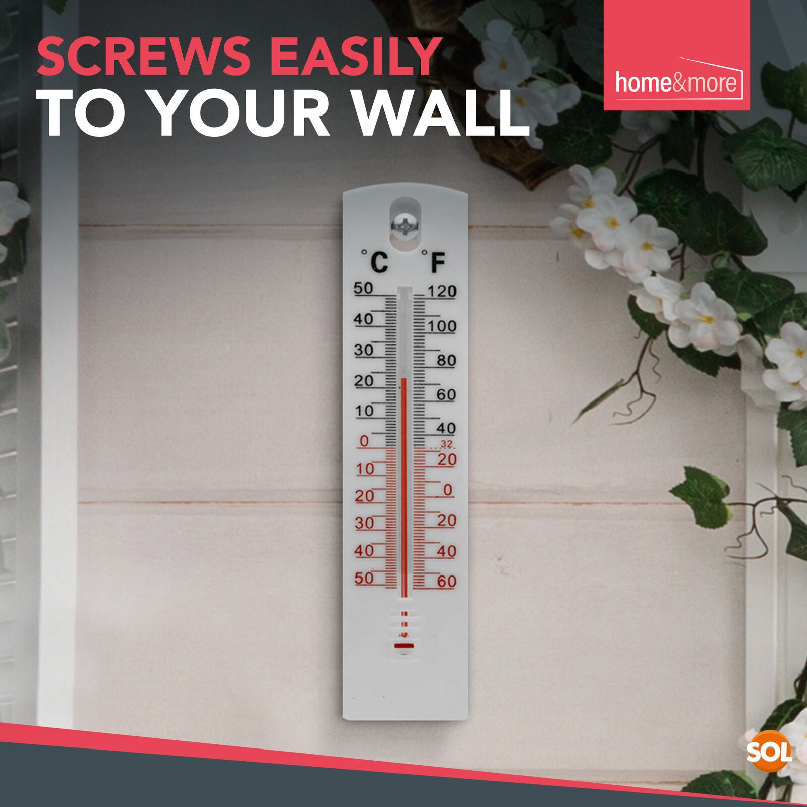 2 WALL THERMOMETER Indoor Outdoor Home Room Office Garden Greenhouse Temperature